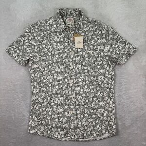 NEW Faherty Knit Seasons Shirt Mens Medium Sage Avellanas Print Organic‎ Cotton